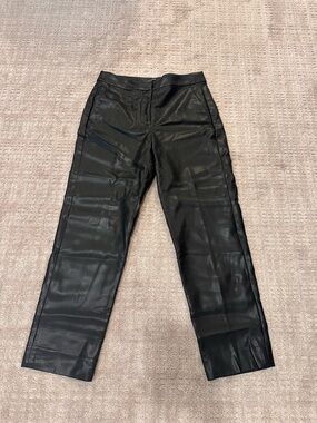 J. Crew Kate Black Faux Leather Ankle Pants